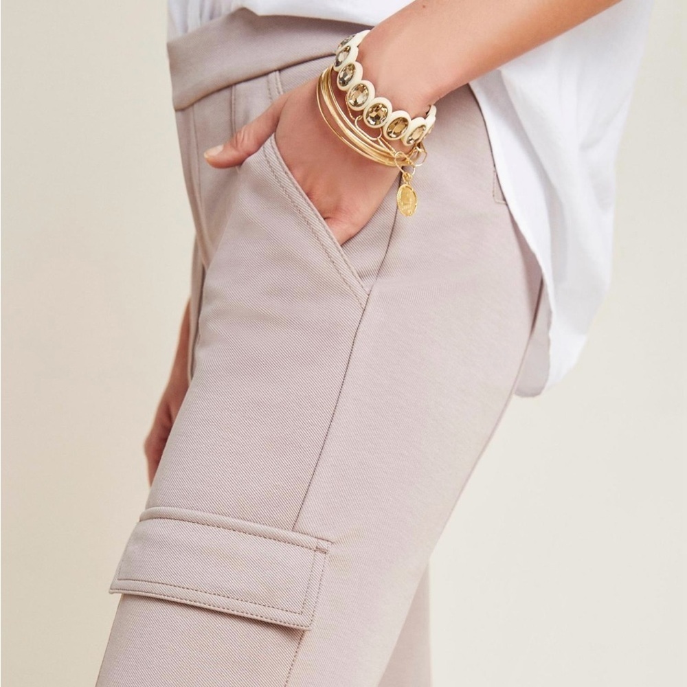 Anthropologie The Essential Knit Cargo Pants in Taupe Size 10 Office Work Casual - Picture 4 of 8